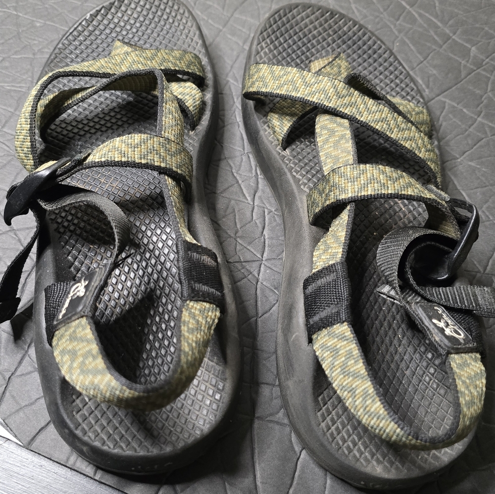 Chaco Black and Green Strappy Sandals, W9
